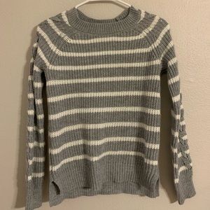 gray striped sweater